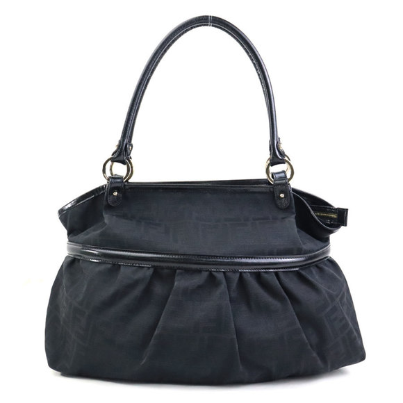 FENDI Black Leather Zucca Shoulder Bag - Picture 1 of 5